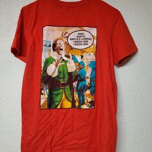 T-Shirt - Men - Elf - Size Medium - Red - Graphic Tee